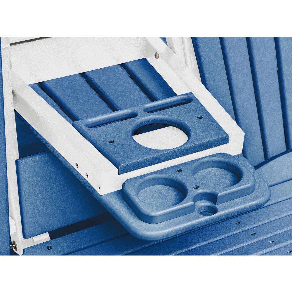 Two Seat Fan Back Glider with Drop Down Table/Cup Holder in Blue. Picture 5