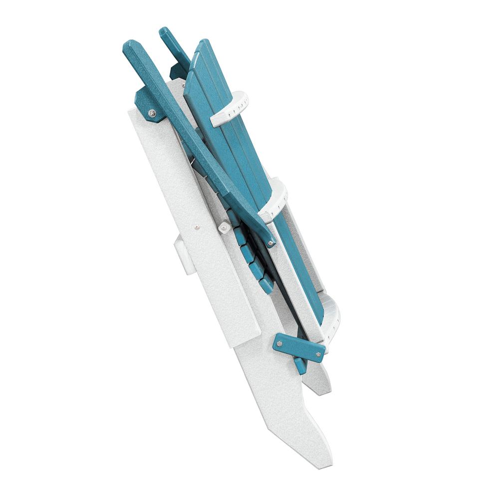 OS Home and Office Model 519ARW Fan Back Folding Adirondack Chair in Aruba Blue with a White Base, Made in the USA. Picture 3