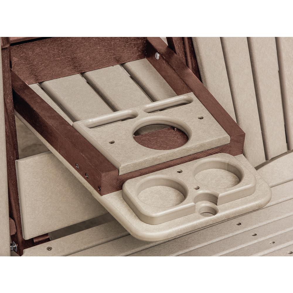 Two Seat Fan Back Glider with Drop Down Table/Cup Holder in Weatherwood. Picture 5
