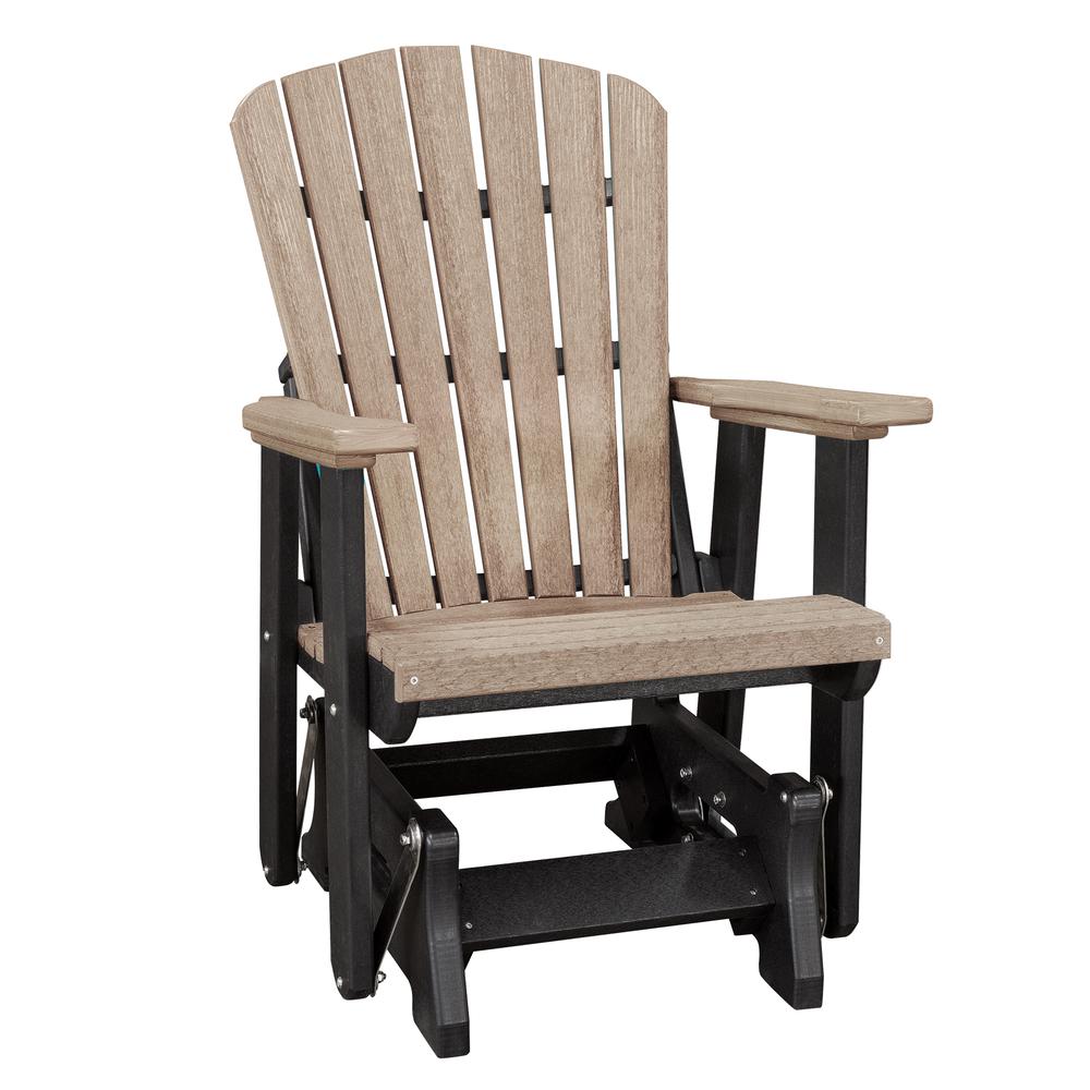 OS Home and Office Model 515WWBK Fan Back Glider in Weatherwood with a Black Base, Made in the USA. Picture 2