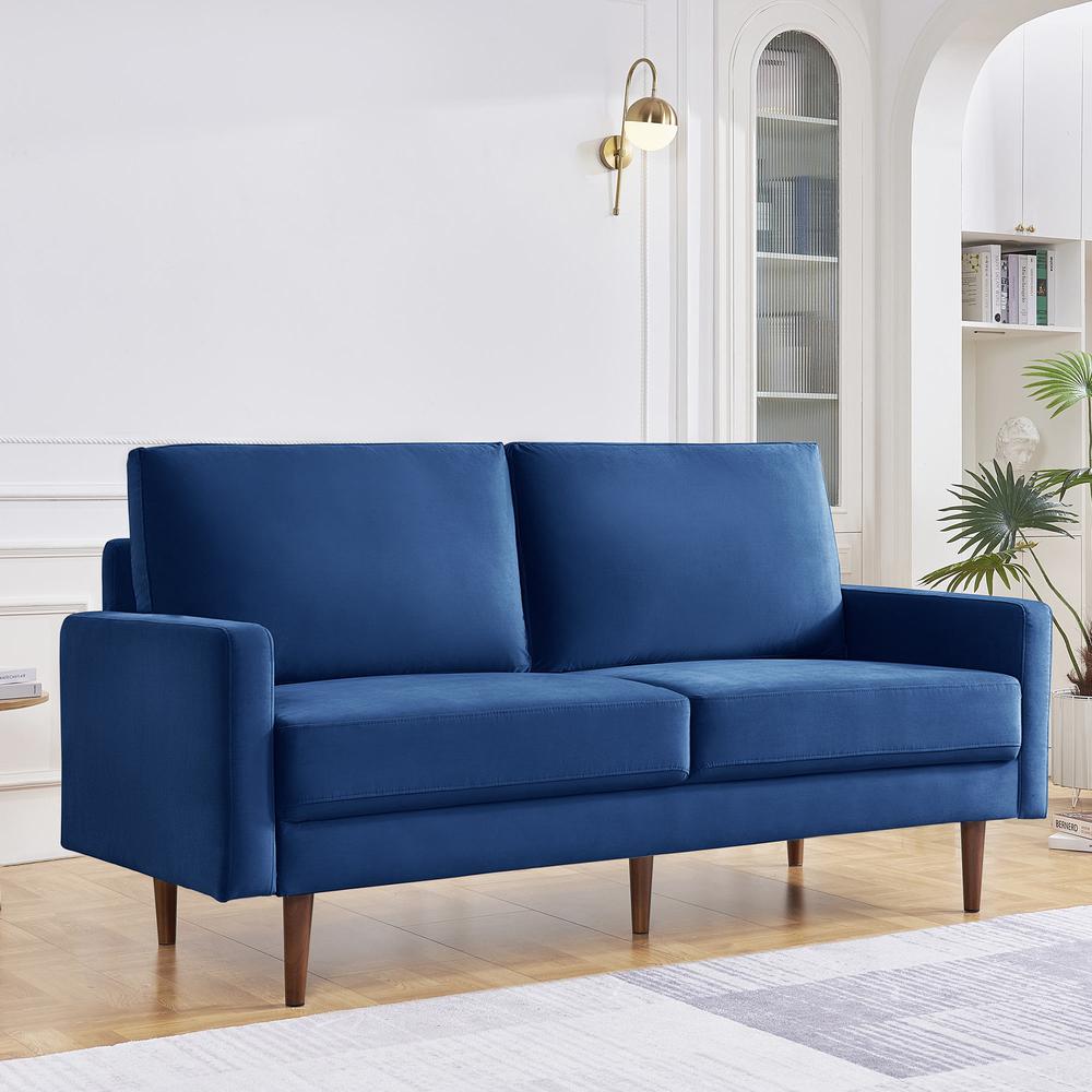69 Inch Wide Upholstered Two Cushion Sofa with Square Arms. Picture 13