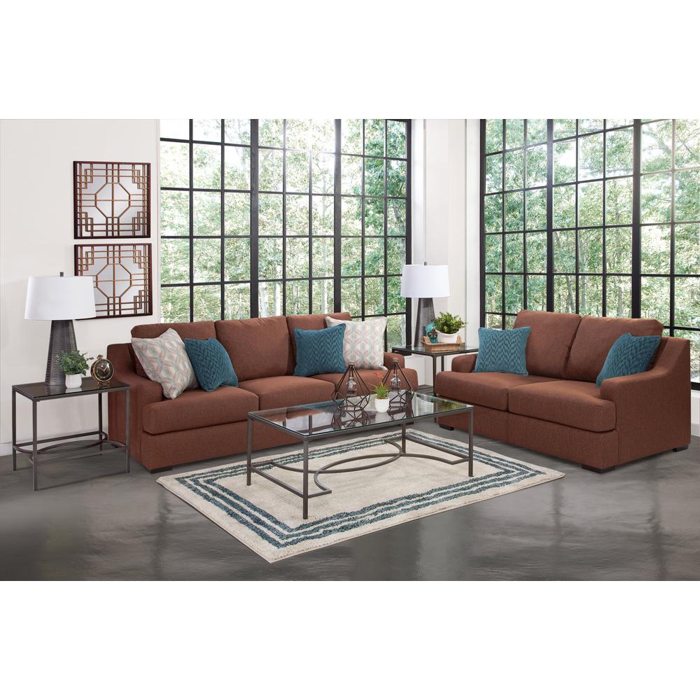 American Furniture Classics Model 8-020-A65V2 Earthtone Cinnamon Sloped Track Arm Loveseat. Picture 11