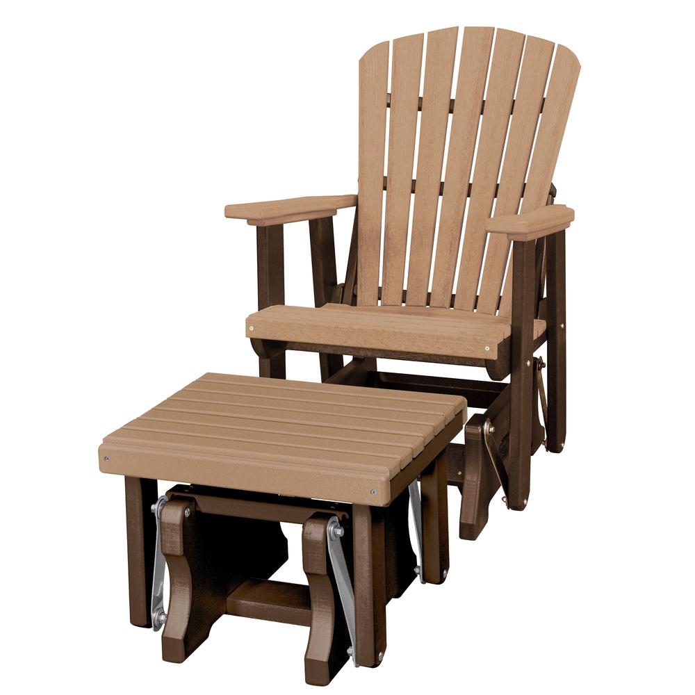 Fan Back Glider and Ottoman Glider in Cedar with a Tudor Brown Base. Picture 1