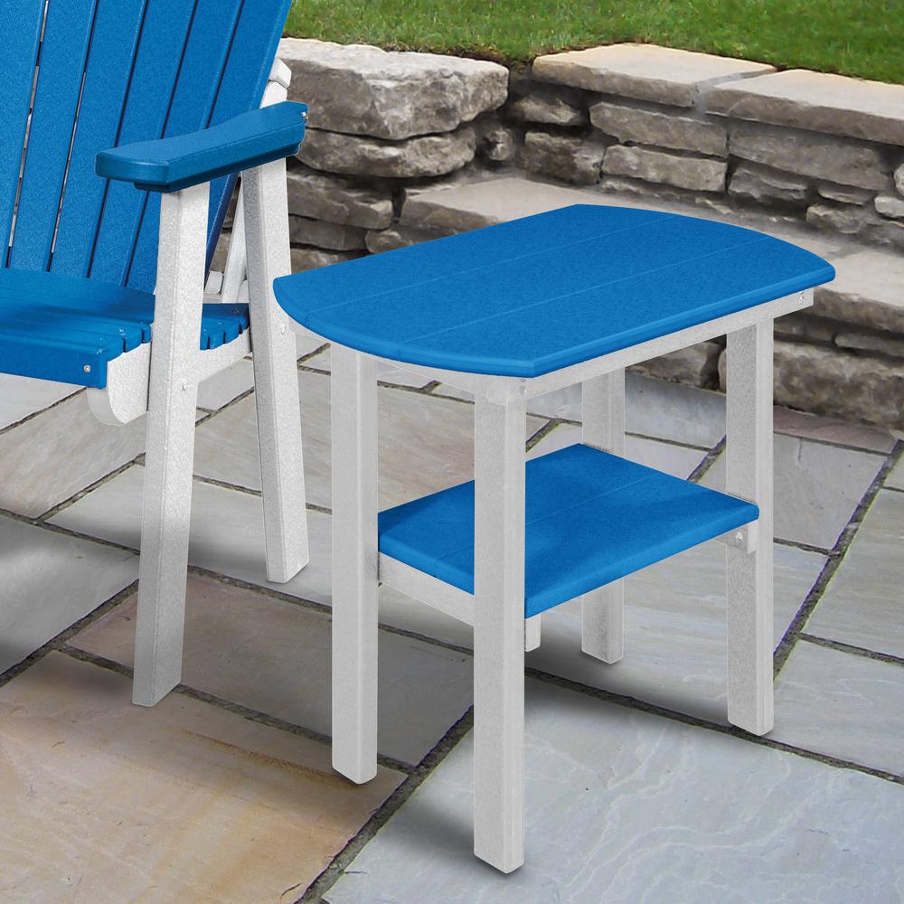 OS Home and Office Model 525BW Oval End Table in Blue with a White Base, Made in the USA. Picture 1