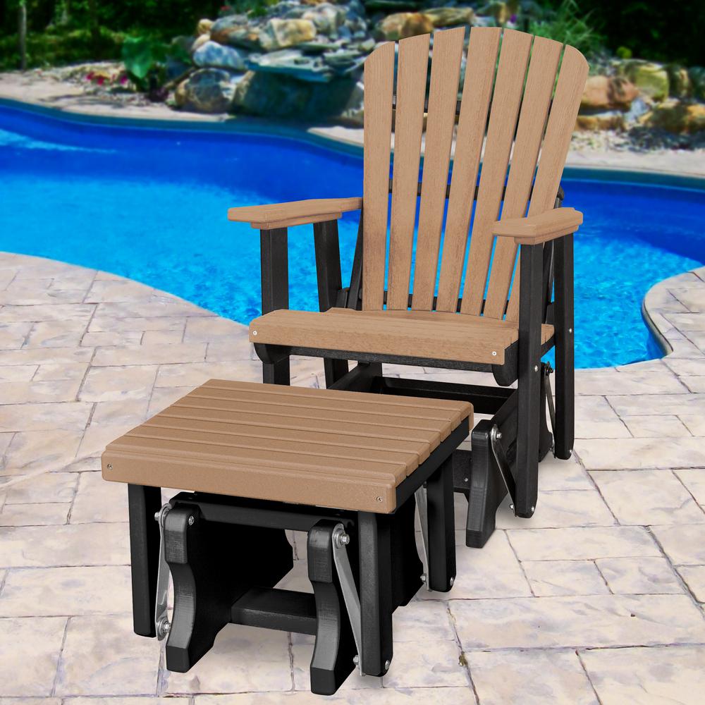 Fan Back Glider and Ottoman Glider in Cedar with a Black Base. Picture 2