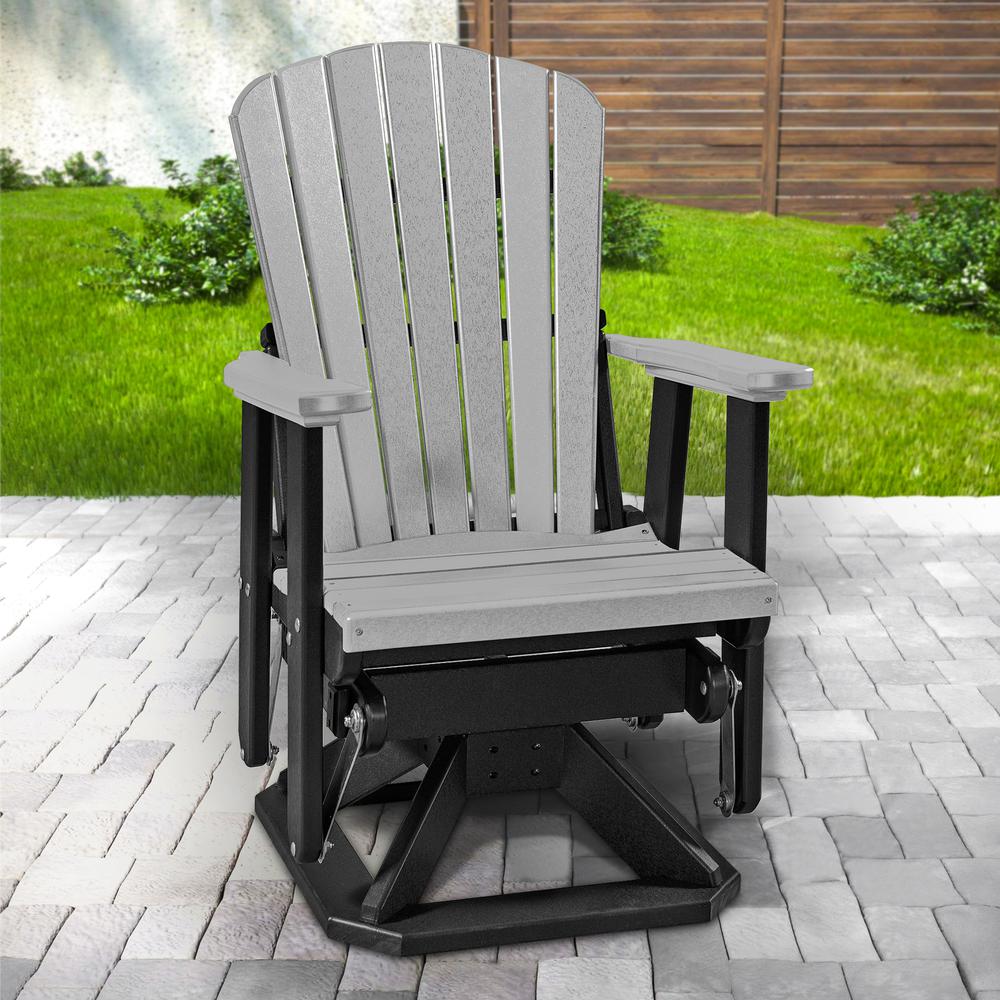 Fan Back Swivel Glider in Light Gray and Black. Picture 2