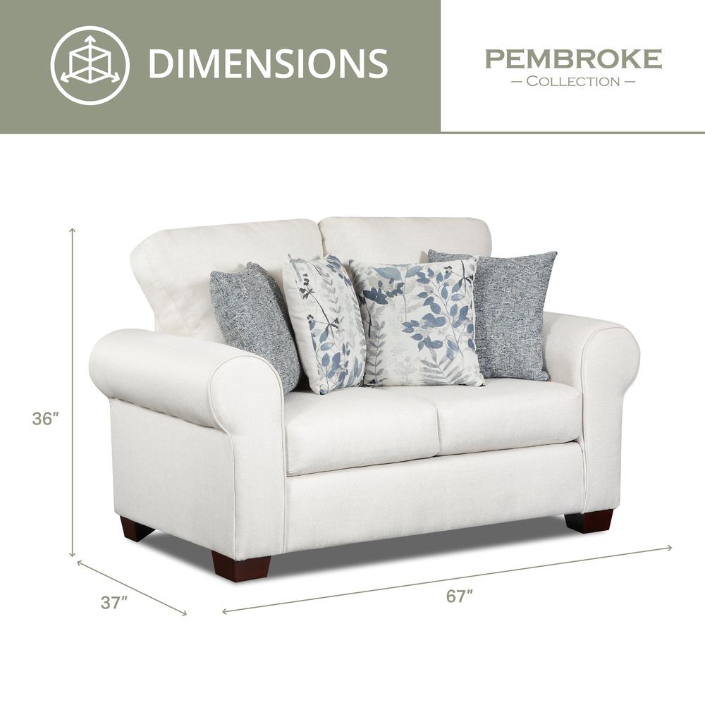 Living Room Pembroke Loveseat with Four Throw Pillows. Picture 2