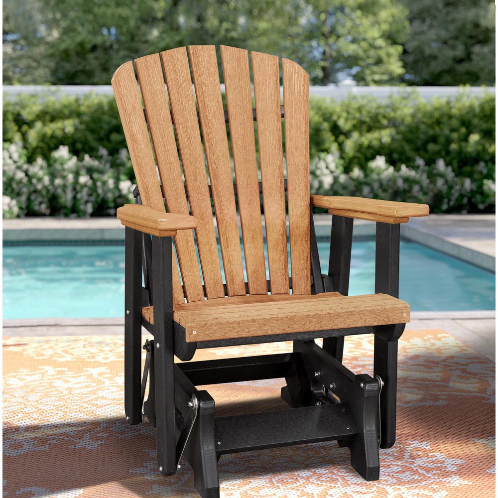 OS Home and Office Model 515CBK Fan Back Glider in Cedar with a Black Base, Made in the USA. Picture 1