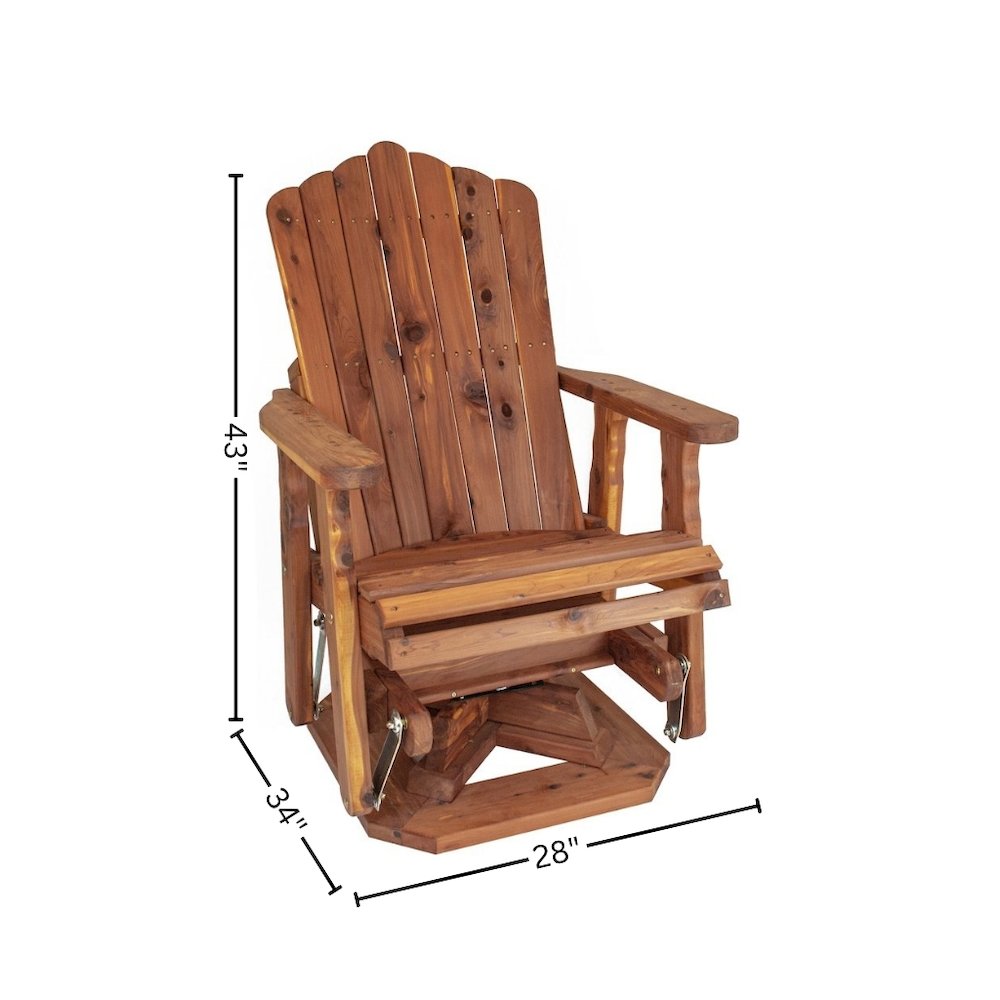 Adirondack Swivel Glider, Single Chair, Brown Wood Design. Picture 10
