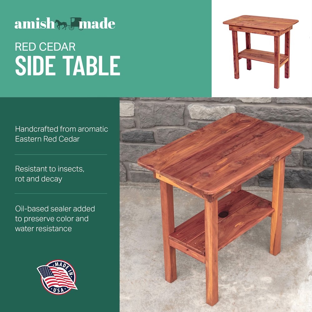 Cedar Rectangle Side Table. Picture 4