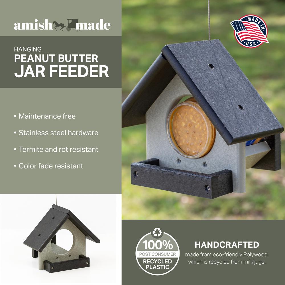Peanut Butter Jar Bird Feeder Made with High Density Poly Resin. Picture 3
