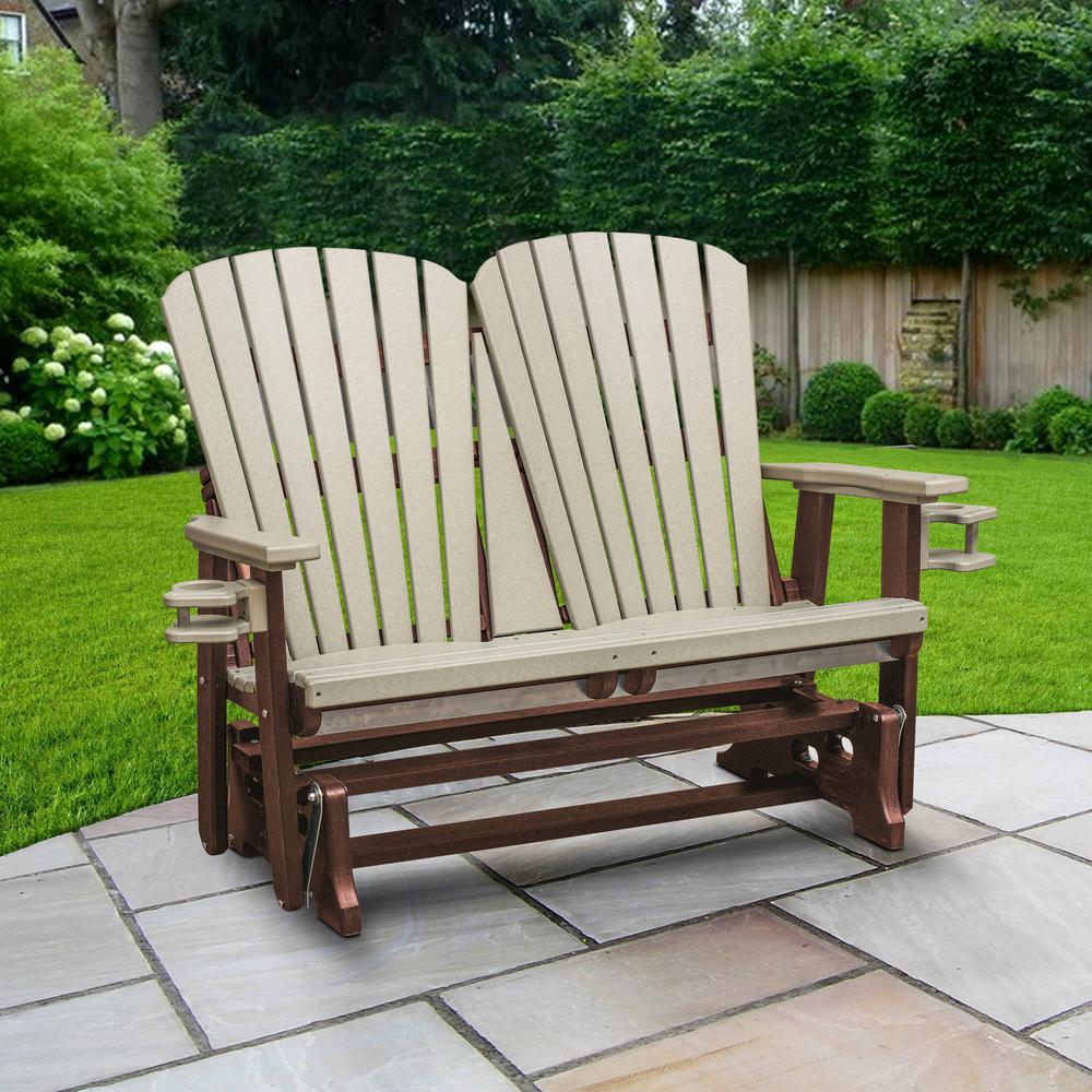 OS Home and Office Dual Fan Back Glider in Weatherwood with a Tudor Brown Base. Picture 1