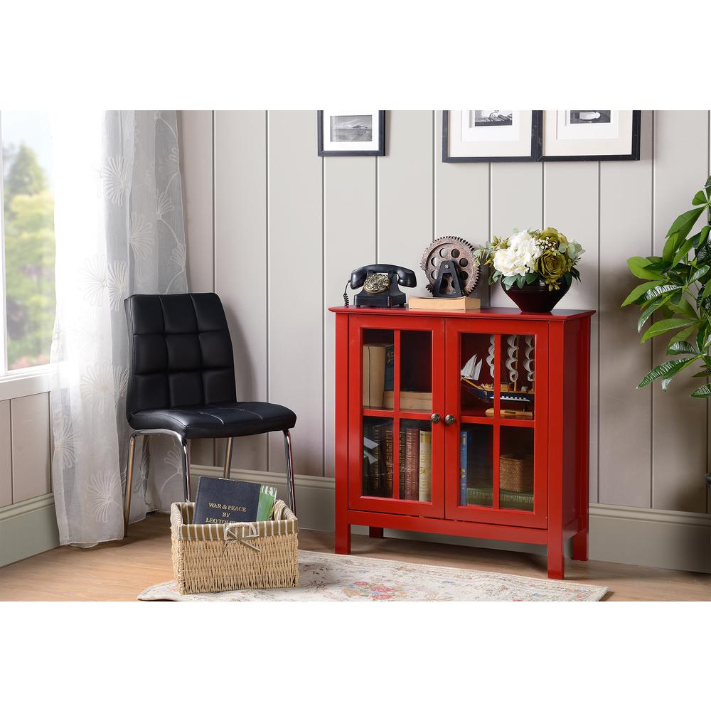 Red Glass Door Accent and Display Cabinet. Picture 2