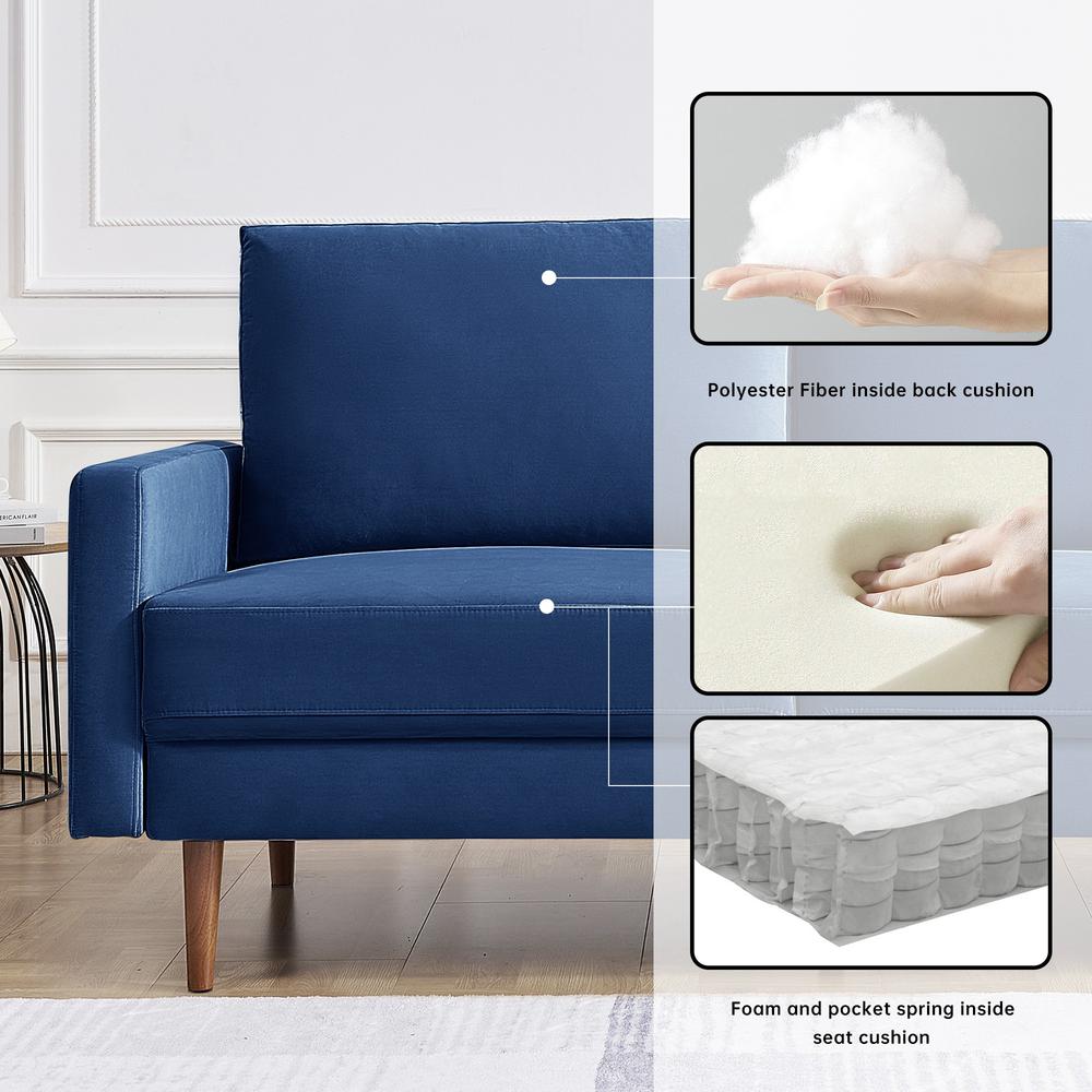 69 Inch Wide Upholstered Two Cushion Sofa with Square Arms. Picture 5