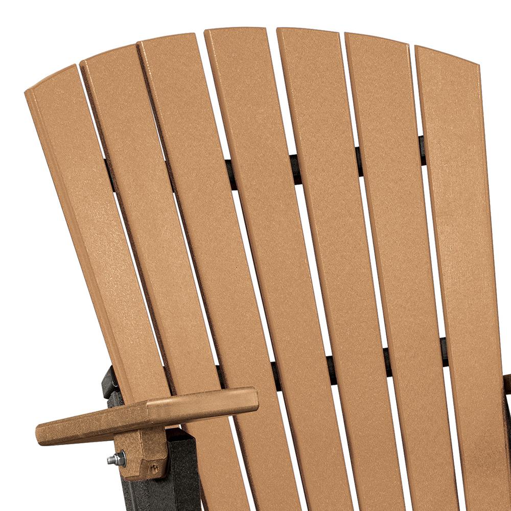 OS Home and Office Model 519CBK Fan Back Folding Adirondack Chair in Cedar with a Black Base, Made in the USA. Picture 4