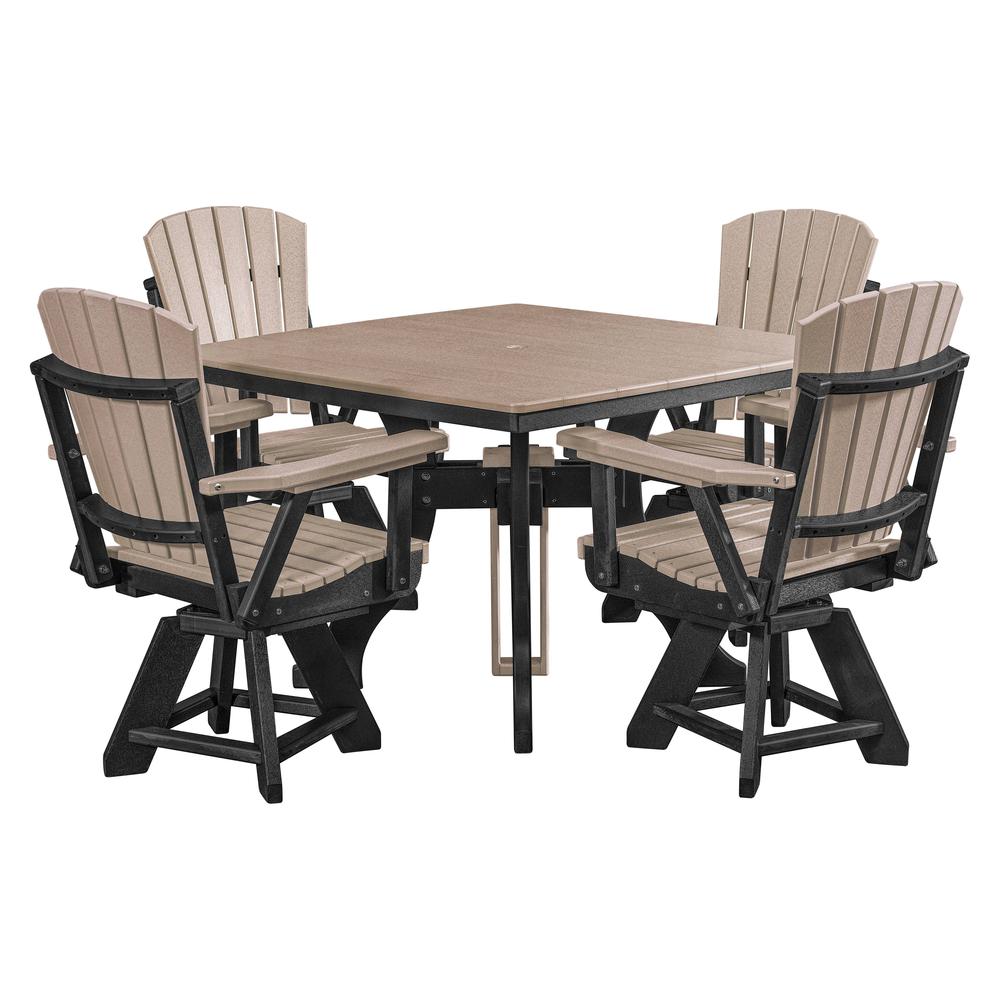 Five Piece Square Dining Height Dining Set in Weatherwood with a Black Base. Picture 1