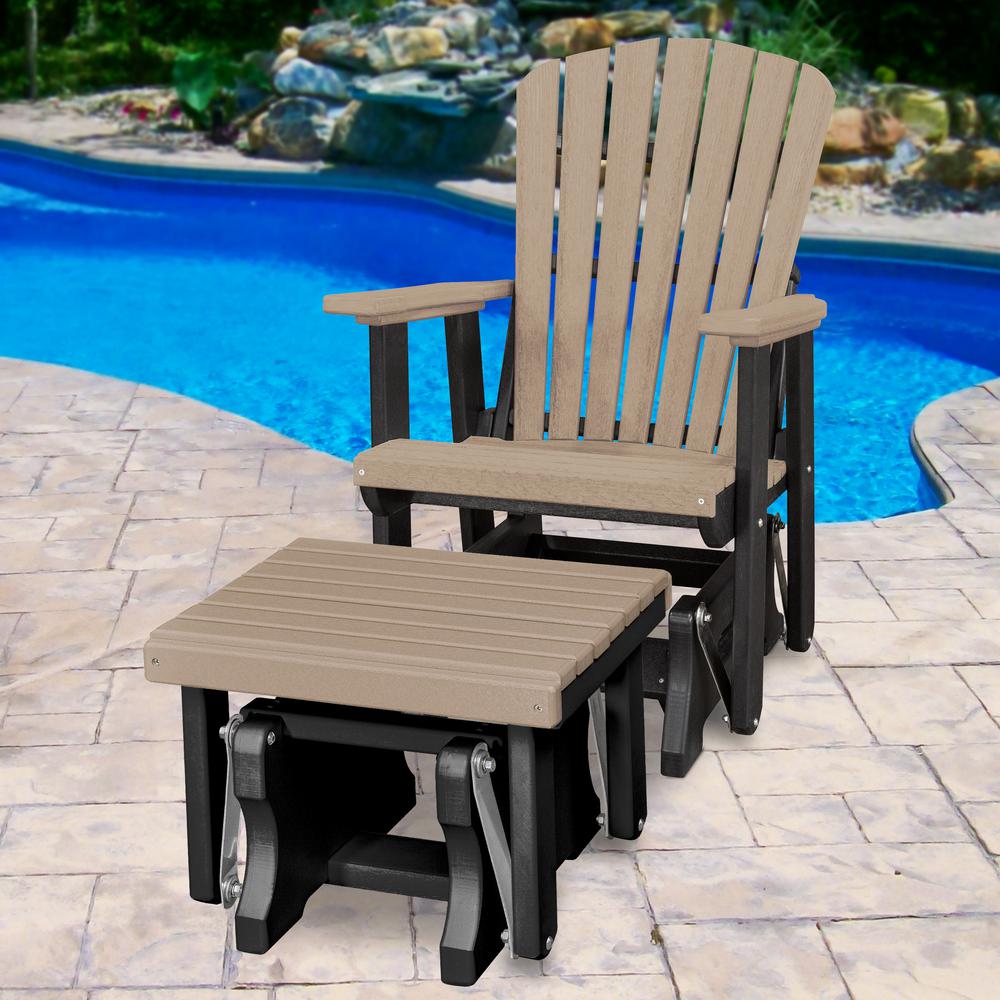 Fan Back Glider and Ottoman Glider in Weatherwood with a Black Base. Picture 2