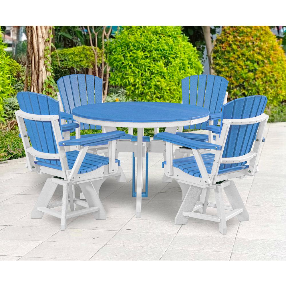 Dining Height Swivel Arm Chair in Blue on a White Base. Picture 6