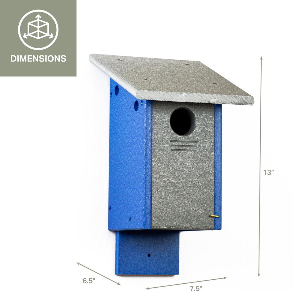 Blue Bird House Made of High Density Poly Resin. Picture 2