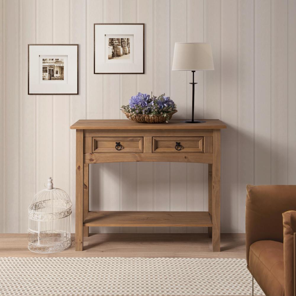 Model COR934 Cottage Series Solid Wood Hall Table in Corona Brown. Picture 7