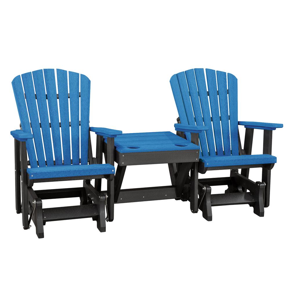 OS Home and Office Model 515BBK-K Double Glider with Center Table in Blue with a Black Base, Made in the USA. Picture 2