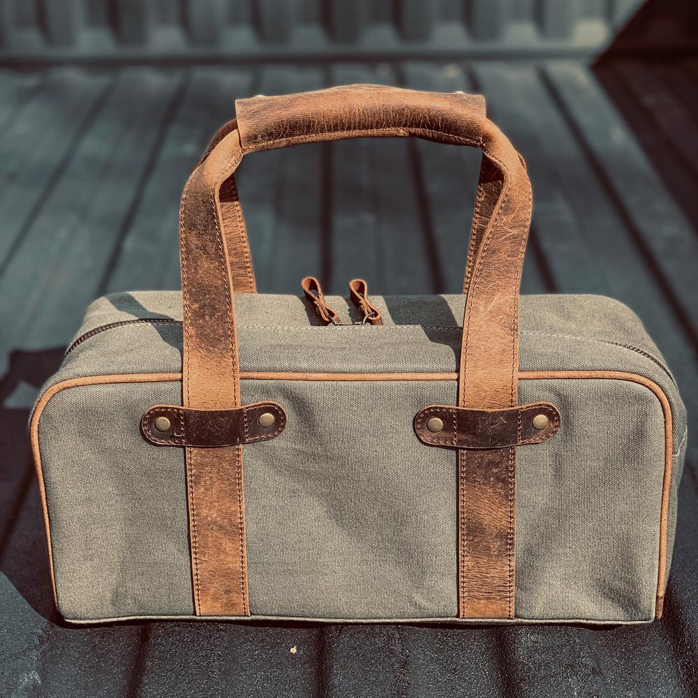 Canvas and Leather Ammo Bag. Picture 7