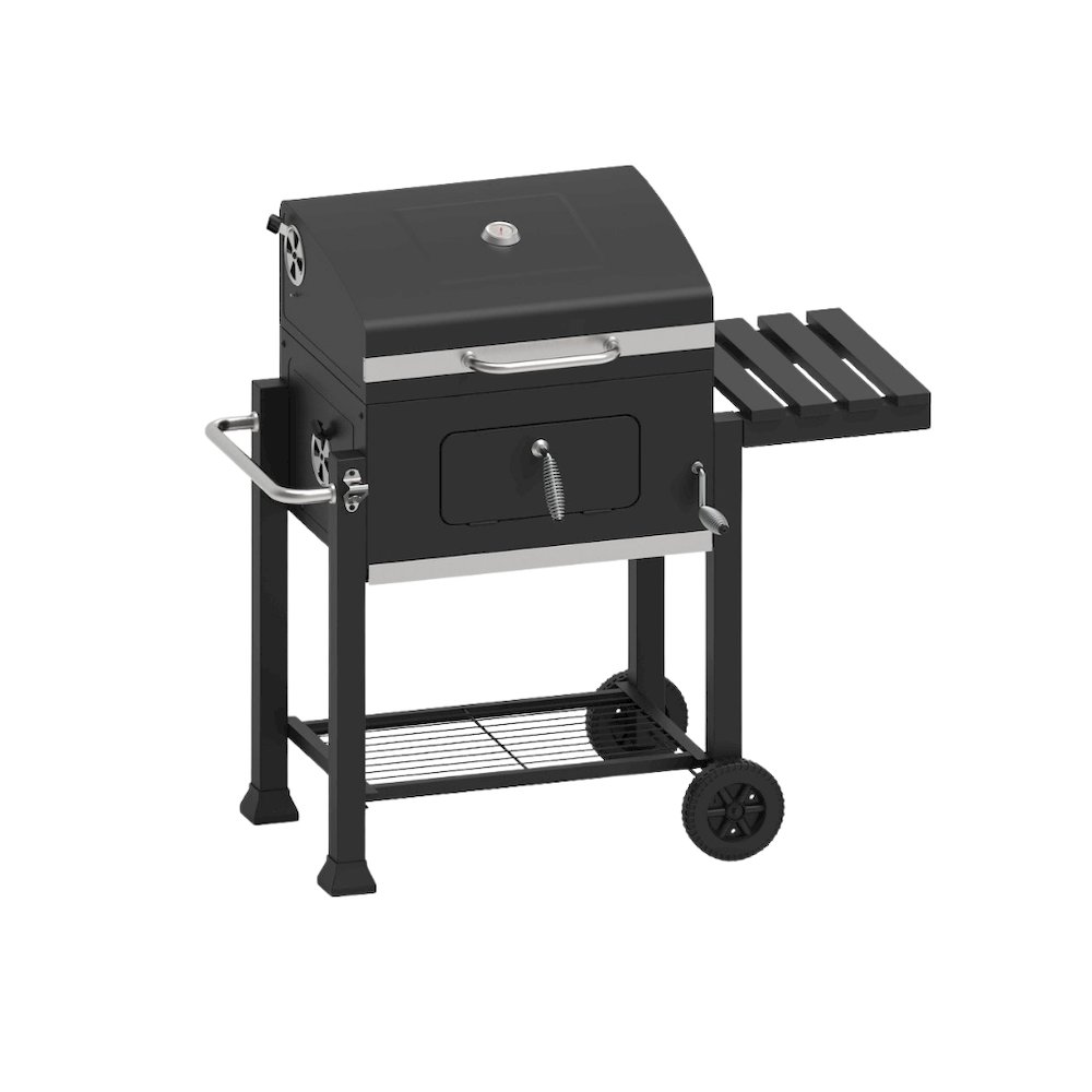 Charcoal Grill, Steel, Adjustable Tray, Black. Picture 1