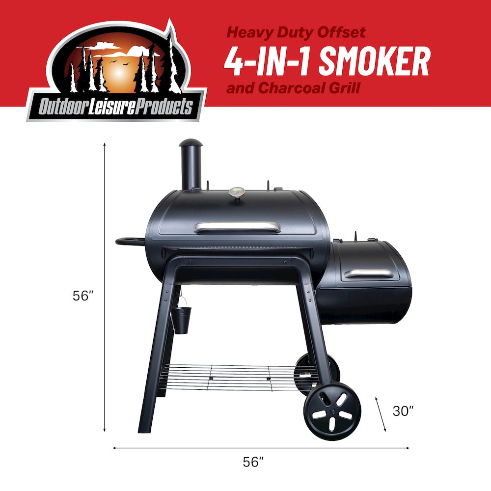 Heavy Duty Offset Charcoal Smoker Grill. Picture 5