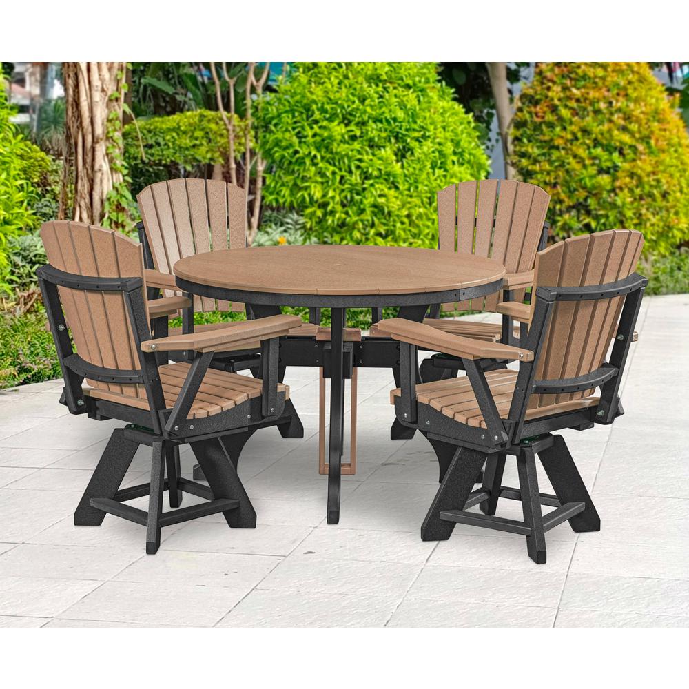 Dining Height Swivel Arm Chair in Cedar with a Black Base. Picture 2