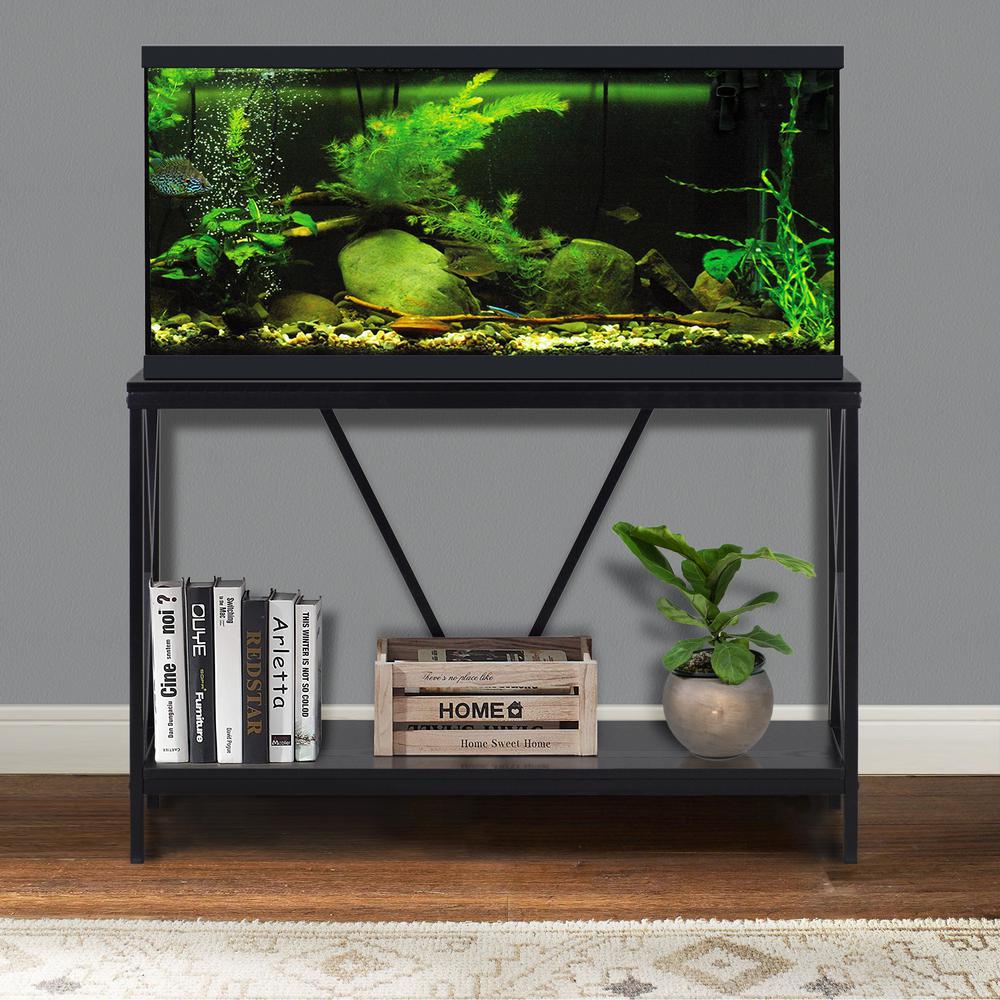 40/55 Gallon Steel X-Frame Aquarium Stand, with lower shelf, Black. Picture 7