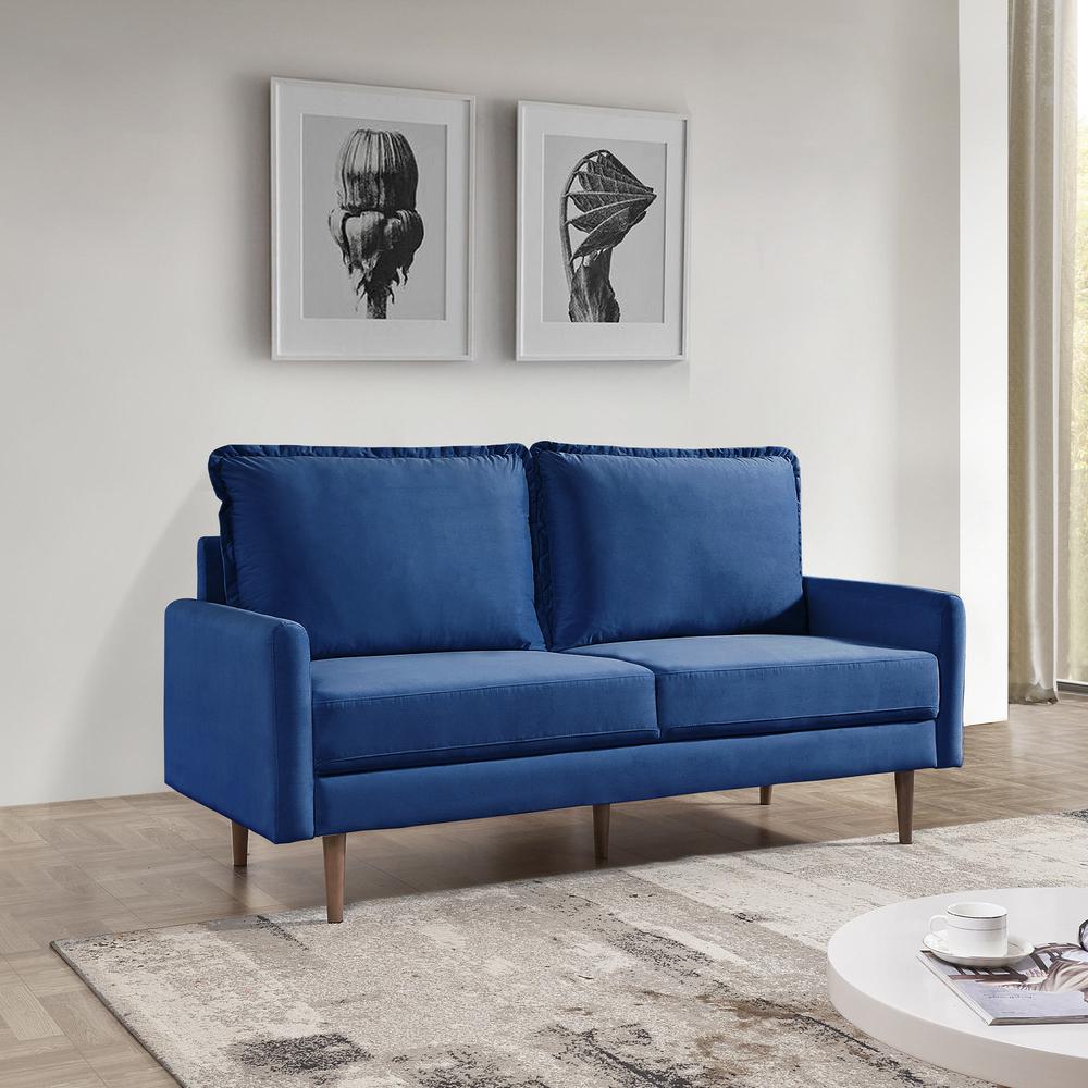 69 Inch Wide Upholstered Two Cushion Sofa with Cambered Arms. Picture 13