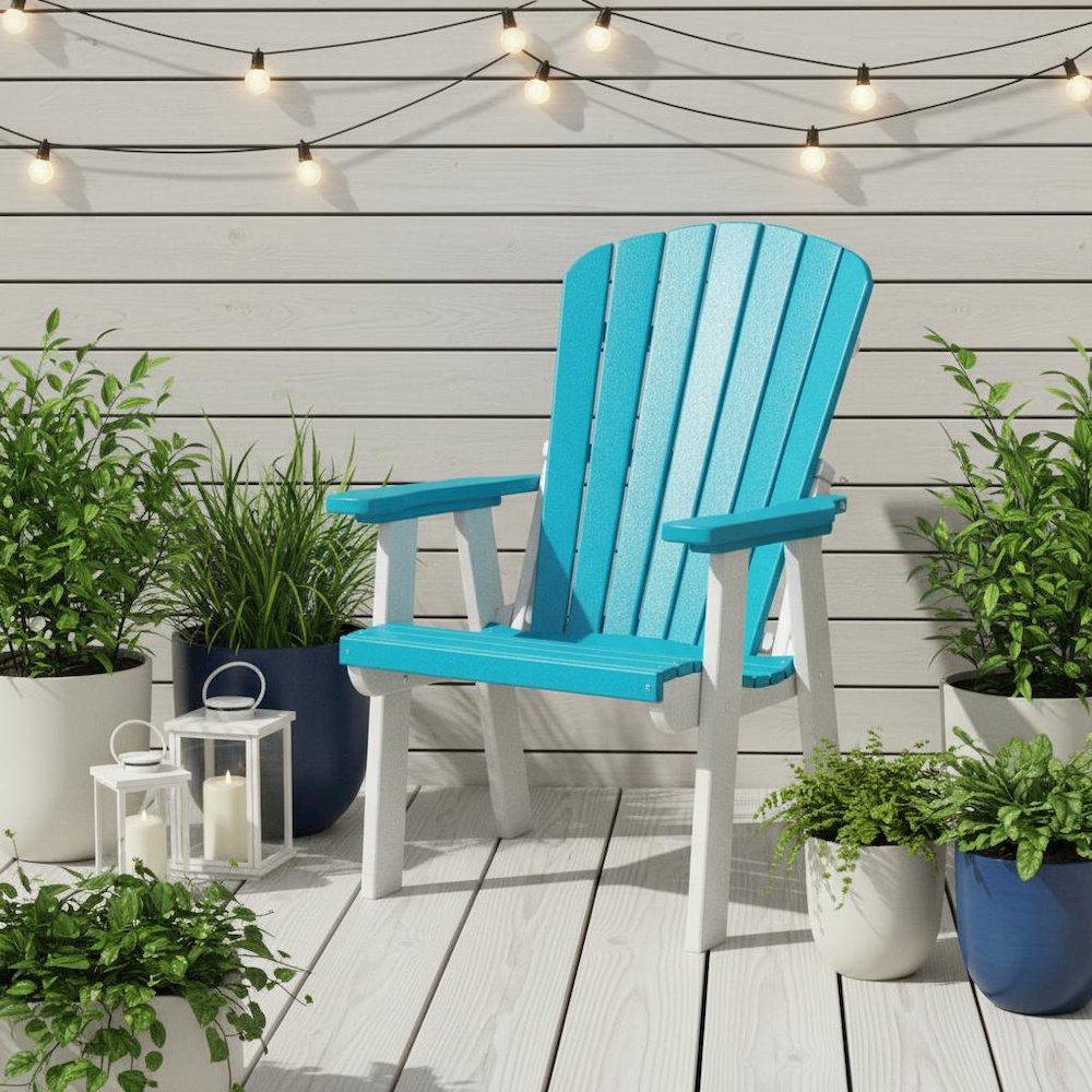 Fan Back Dining Chair, Single Seat, All-Weather HDPE, Aruba Blue. Picture 3