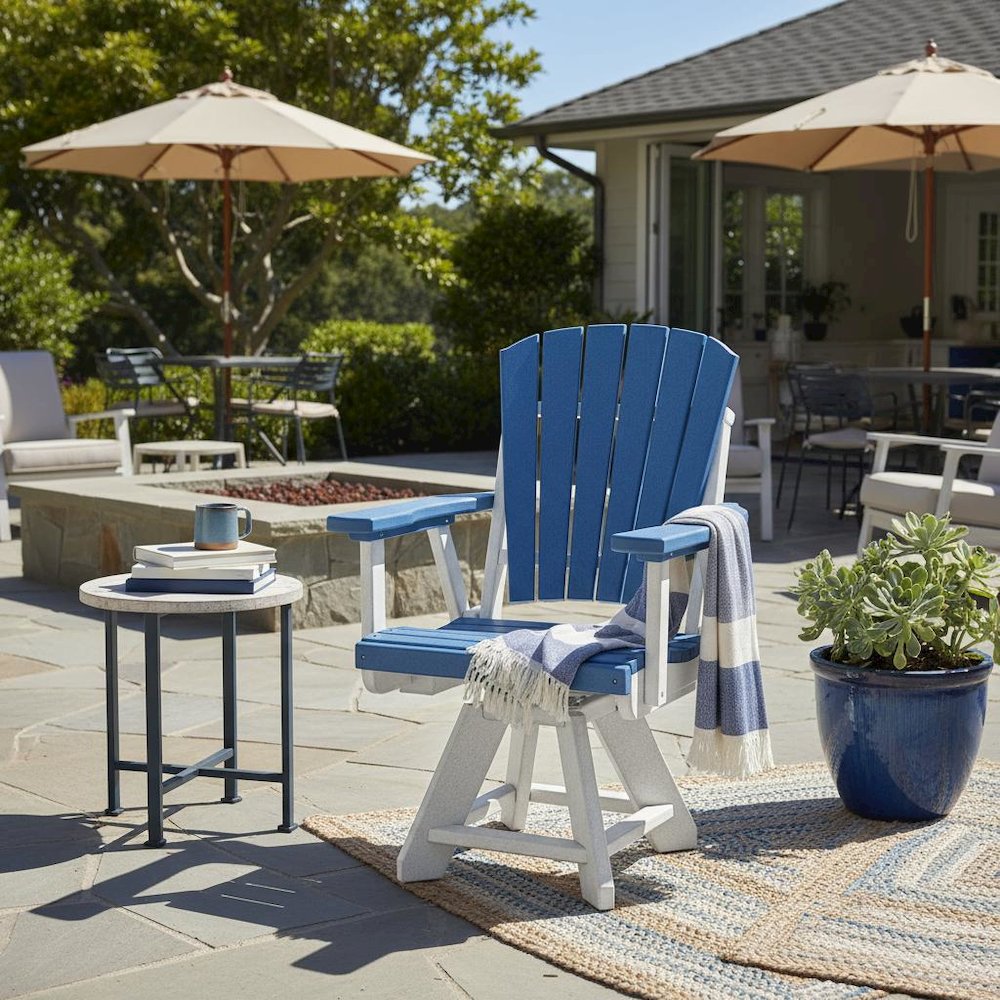 Dining Swivel Chair, Single Seat, All-Weather HDPE, Blue. Picture 2