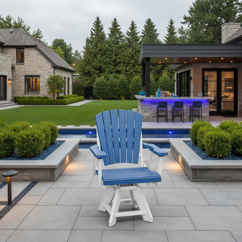 Dining Swivel Chair, Single Seat, All-Weather HDPE, Blue. Picture 3