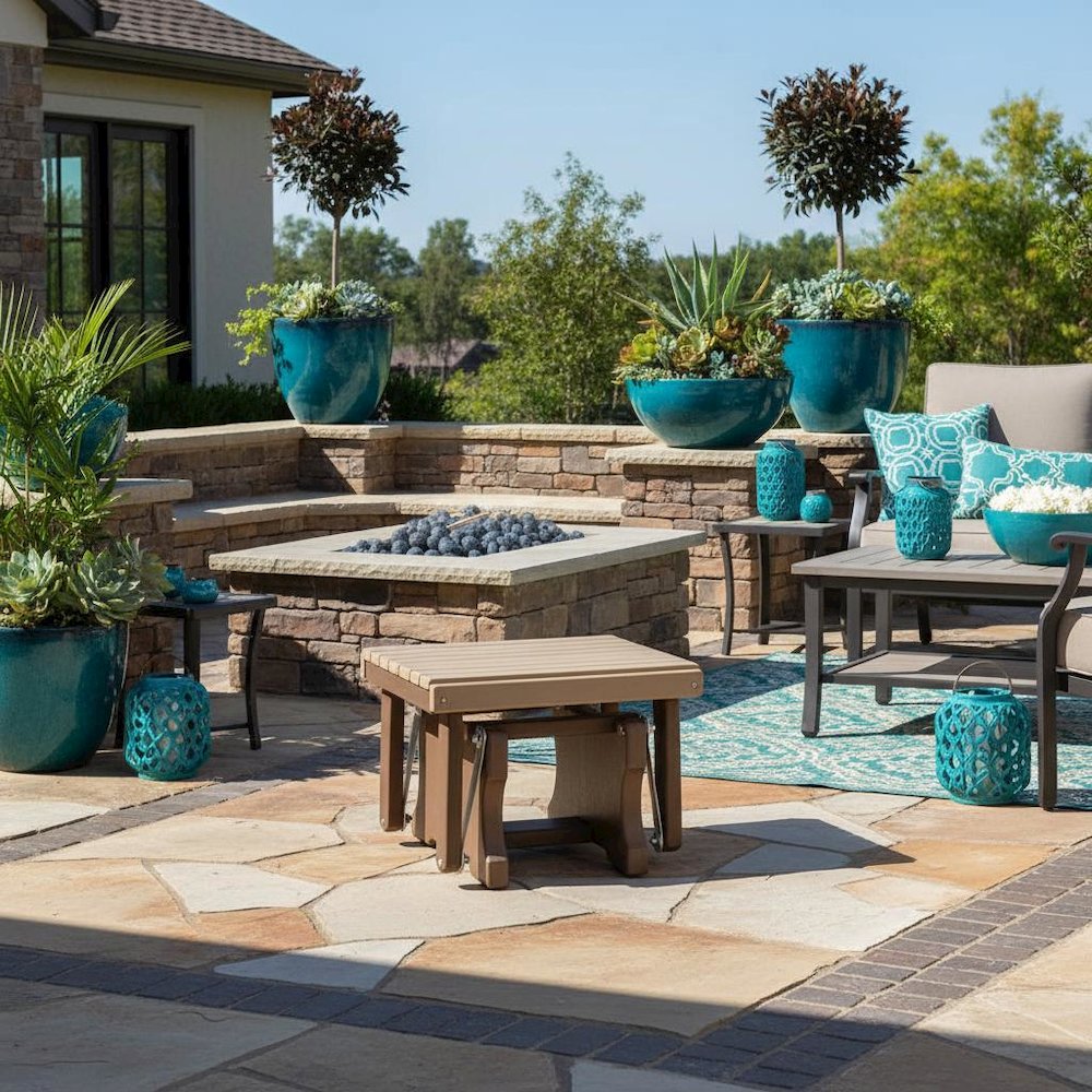 Gliding Ottoman, Footrest, All-Weather HDPE, Brown. Picture 2