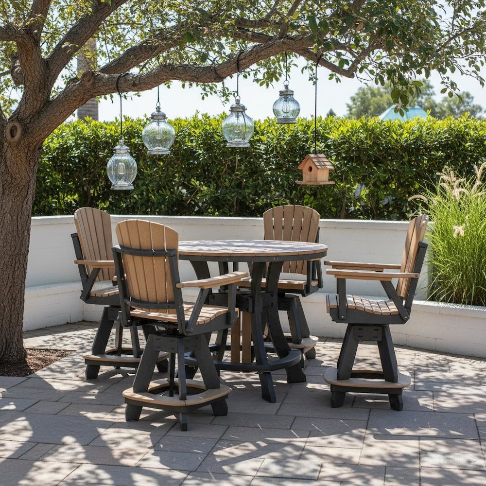 Round Counter Height Dining Set, 5-Piece, All-Weather Outdoor Furniture, Brown. Picture 3