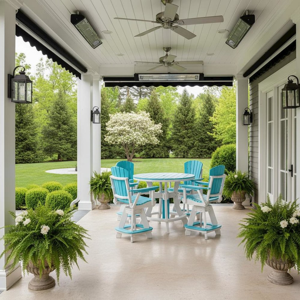 5-Pc Round Dining Set, Aruba Blue, Counter Height, Poly. Picture 3