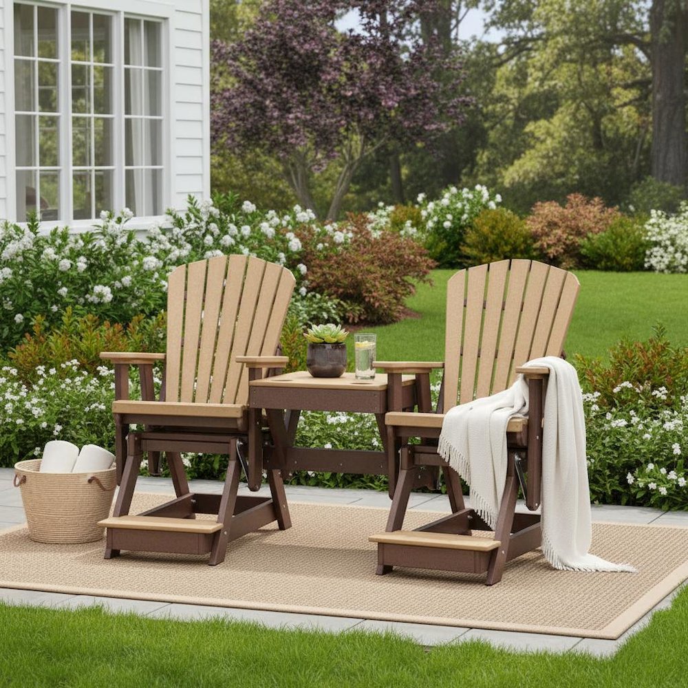 Double Balcony Height Glider, 2-Seater, Brown Center Table, Outdoor Seating. Picture 3