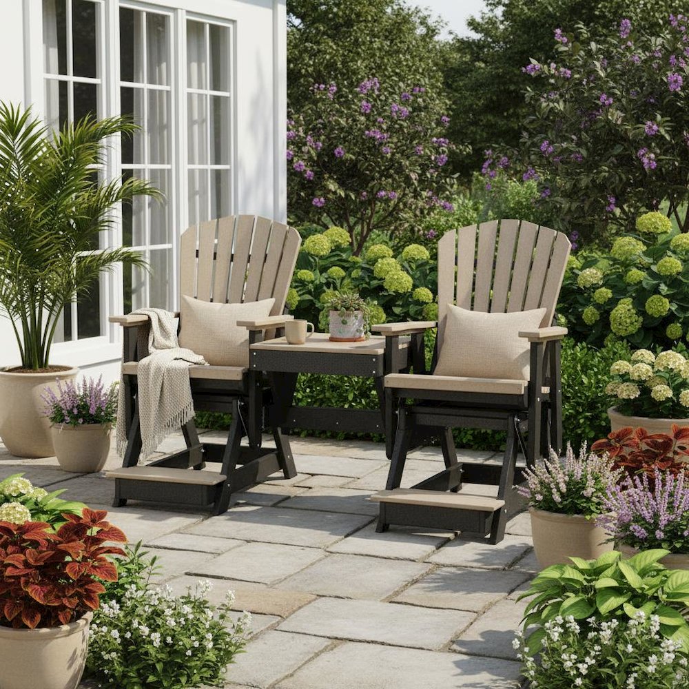 Double Glider Balcony Height, Center Table, 2-Seater, Brown HDPE Furniture. Picture 3