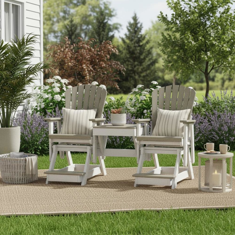 Double Glider Balcony Height, Brown 2-Seater, All-Weather Poly Lumber Furniture. Picture 3