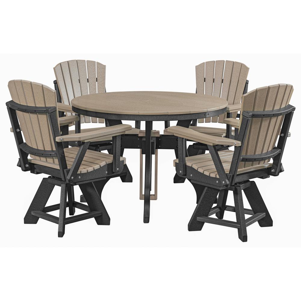 Five Piece Round Dining Height Dining Set in Weatherwood with a Black Base. Picture 1