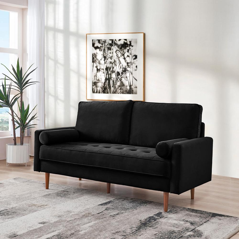 69 Inch Wide Upholstered Two Cushion Sofa with Bolster Pillows. Picture 10