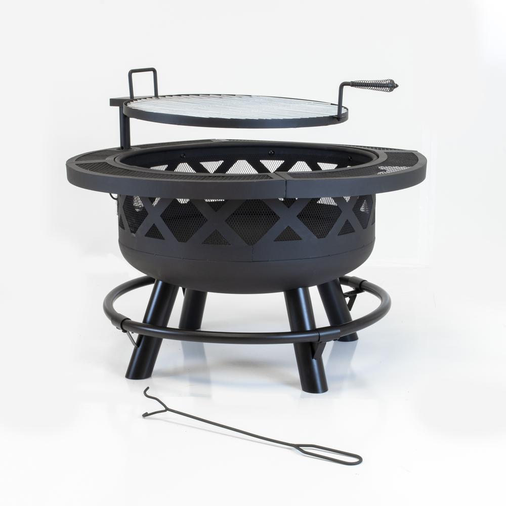 Outdoor Leisure Products Model 5511 32" Roundup Fire Pit with adjustable 20 inch cooking shelf. Picture 1