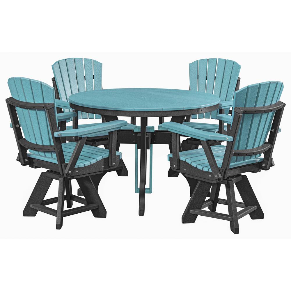 Five Piece Round Dining Height Dining Set in Aruba Blue with a Black Base. Picture 1