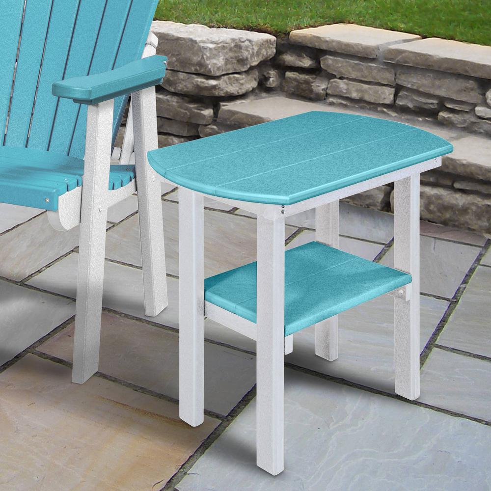 OS Home and Office Model 525ARW Oval End Table in Aruba Blue with a White Base, Made in the USA. Picture 1
