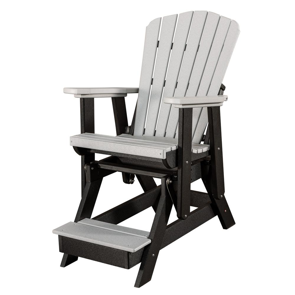 Fan Back Balcony Glider Made in the USA- Light Gray, Black. Picture 1
