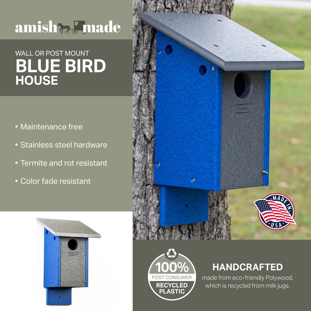 Blue Bird House Made of High Density Poly Resin. Picture 3