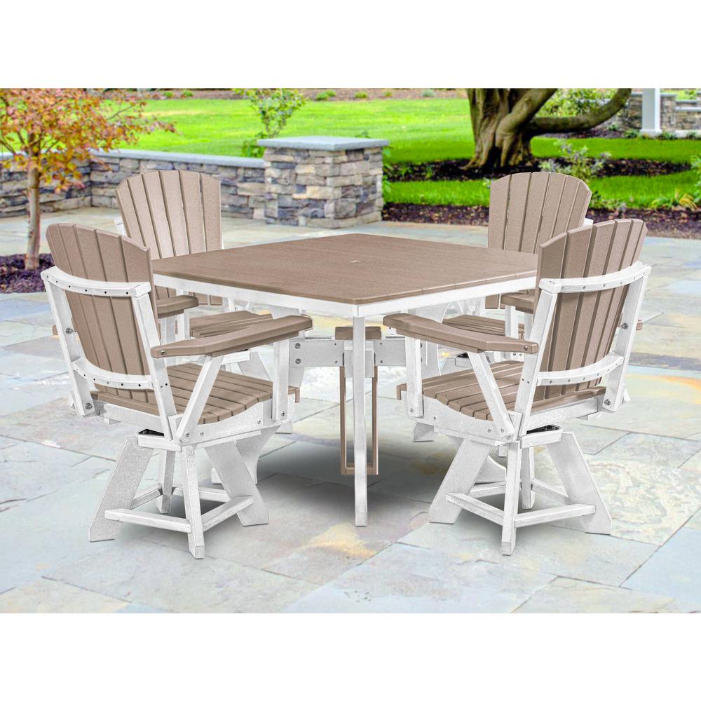 Dining Height Square Table in Weatherwood with a White Base. Picture 6