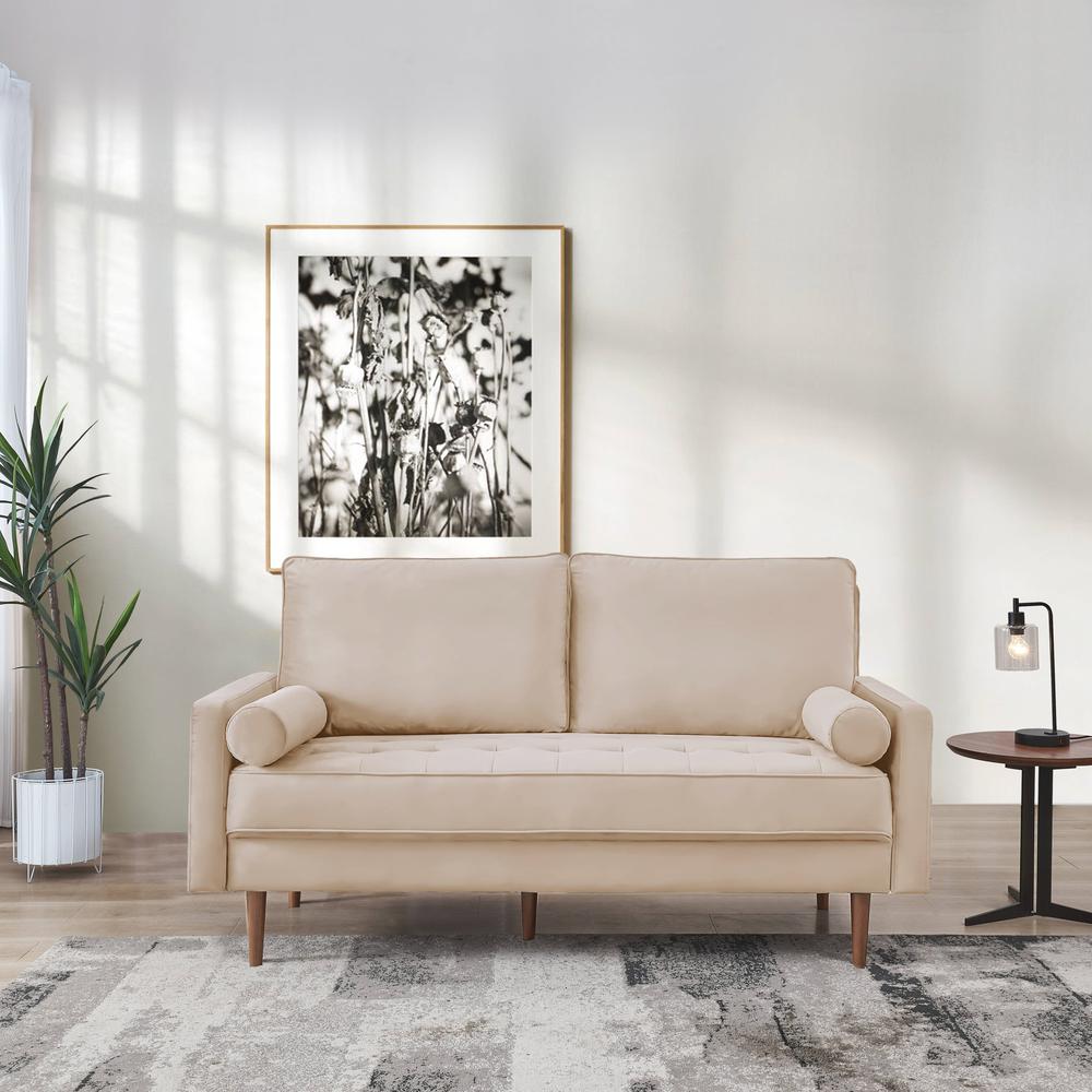 69 Inch Wide Upholstered Two Cushion Sofa with Bolster Pillows. Picture 5
