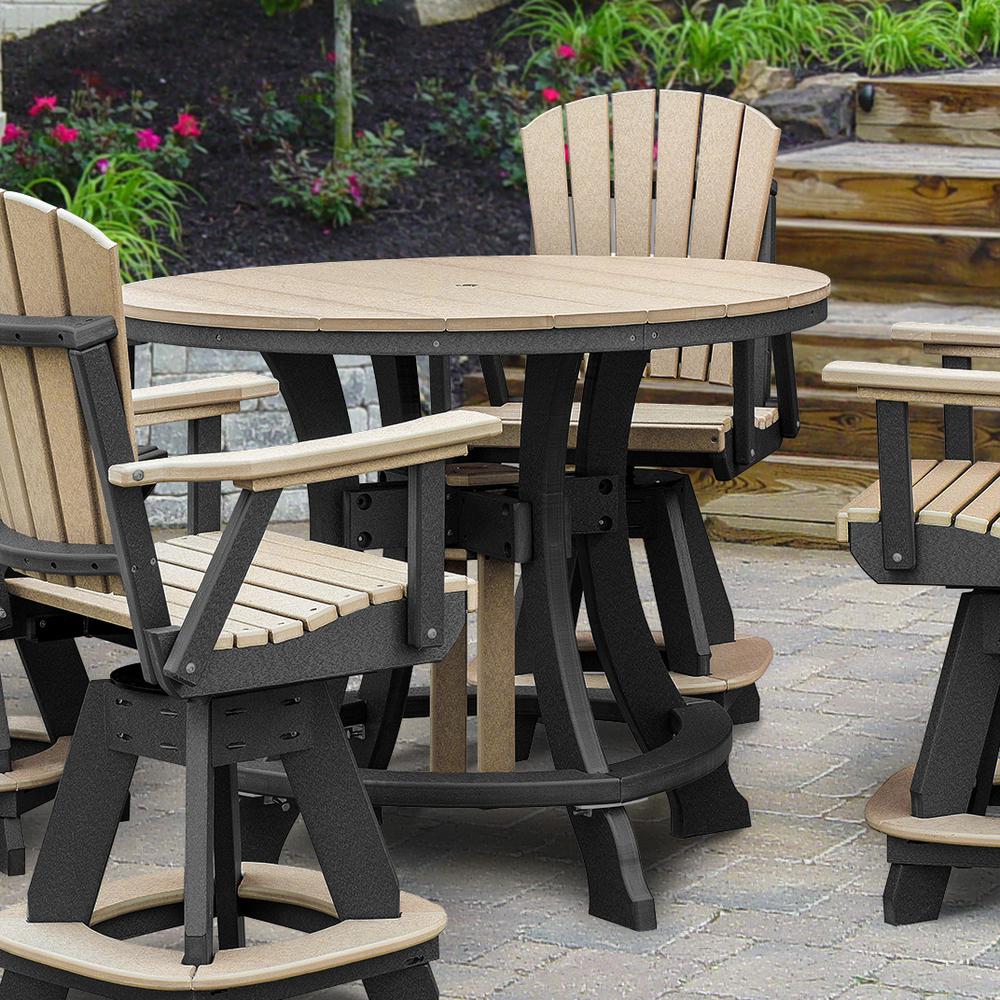 OS Home and Office Model 44R-C-WWBK Counter Height Round Table in Weatherwood with Black Base. Picture 5